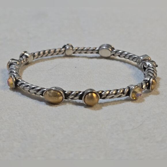 Brighton Monte Carlo Mixed Metals Golden Crystal Hinged Bracelet - Picture 1 of 9